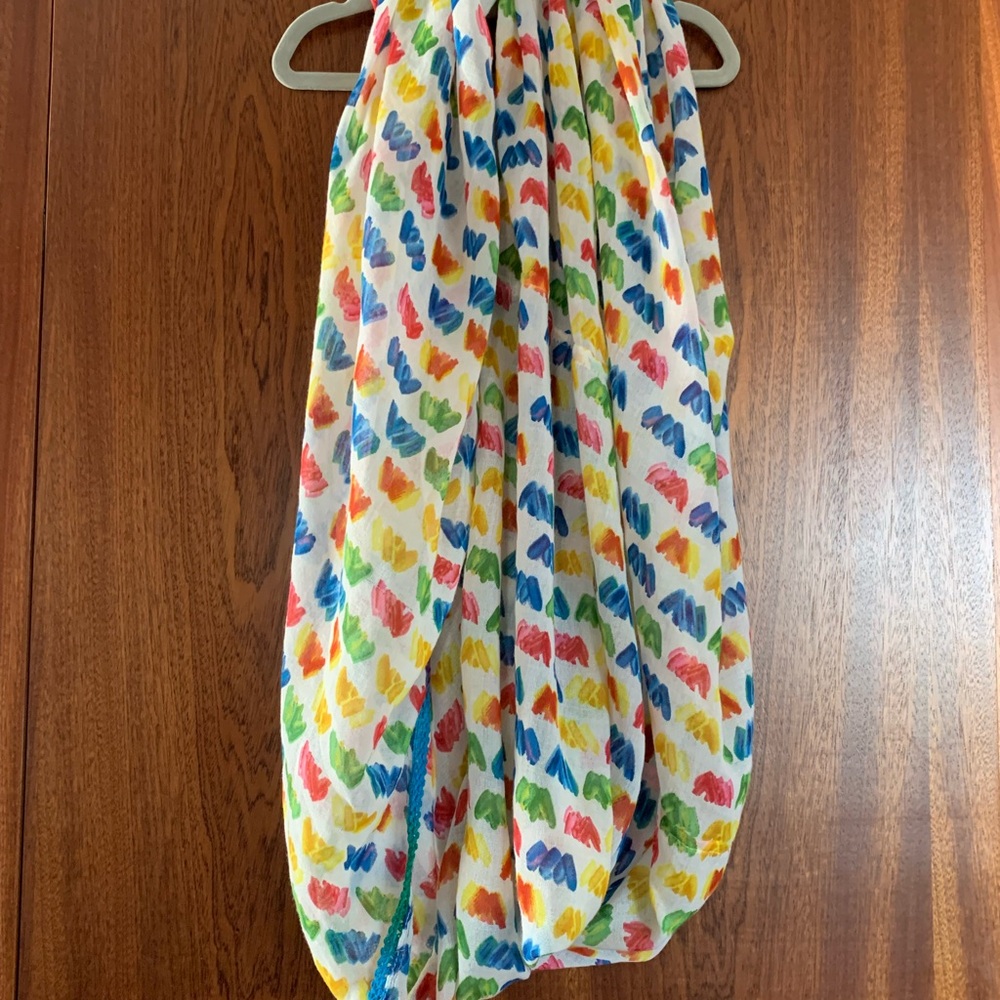 Betsy Johnson Colorful Patterned Heart Scarf